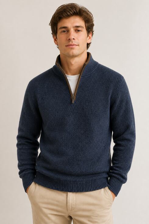 L.L.Bean Other - L.L.Bean Men's Navy Merino Wool Half Zip Sweater M
